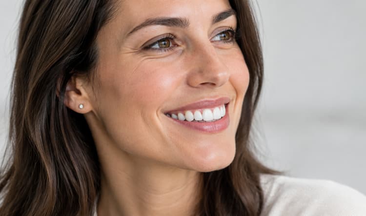 Imagen de una mujer sonriendo con una dentaruda perfecta
